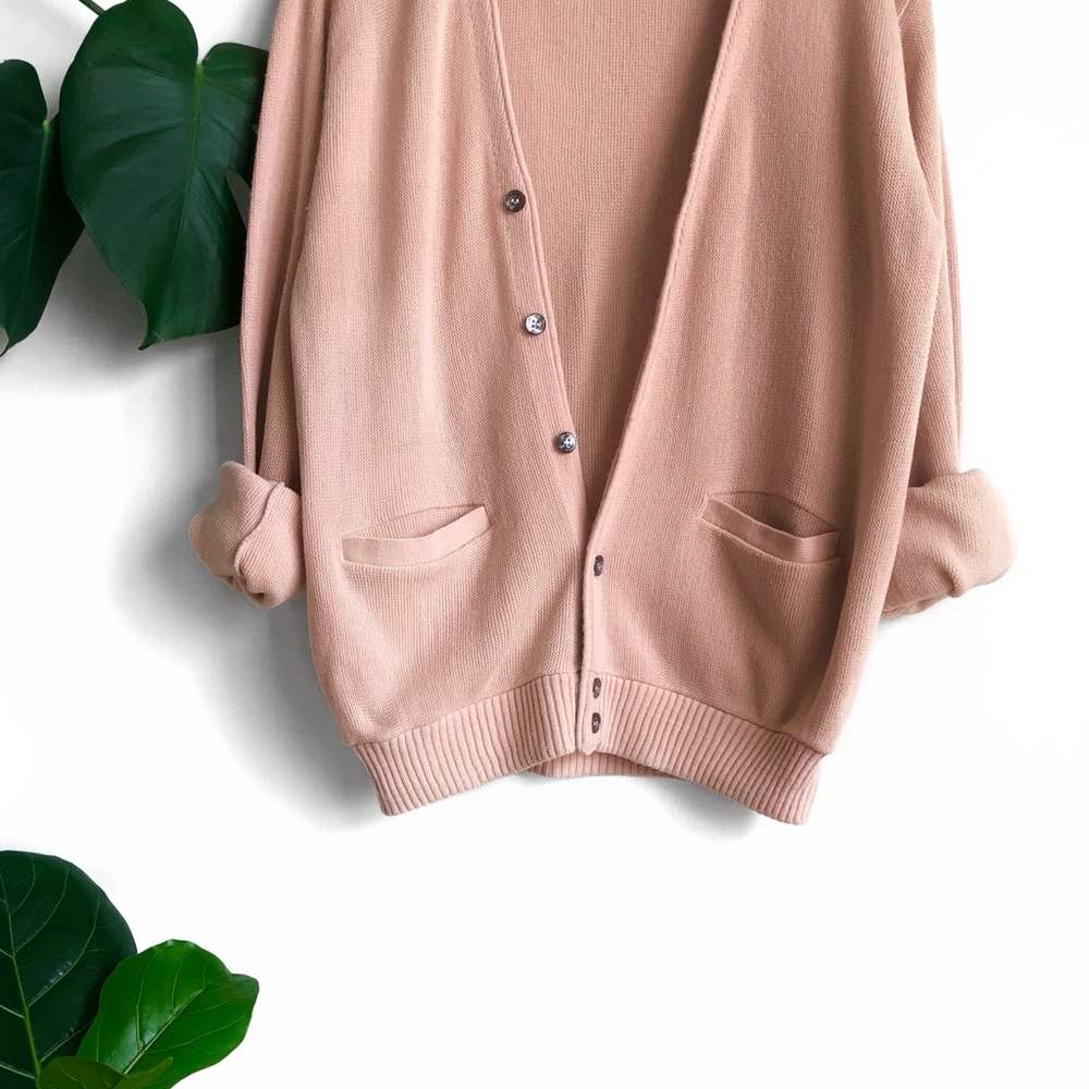 Vintage Grandpa Cardigan in Peach Blush / Neutrals / Vintage Men’s Sweater